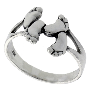 Picture of Sterling Silver Two Pairs of Feet Ring for Women 5/8 inch wide sizes 6 - 10