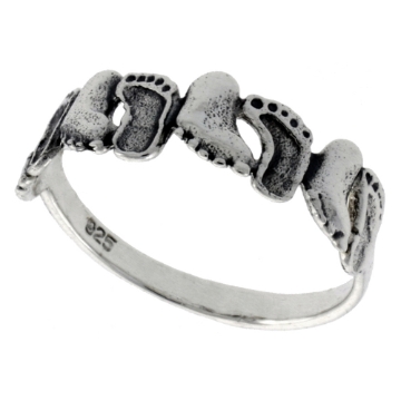 Picture of Sterling Silver Footprints Ring for Women 5/16 inch wide sizes 6 - 10