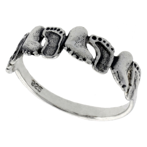 Picture of Sterling Silver Footprints Ring for Women 5/16 inch wide sizes 6 - 10