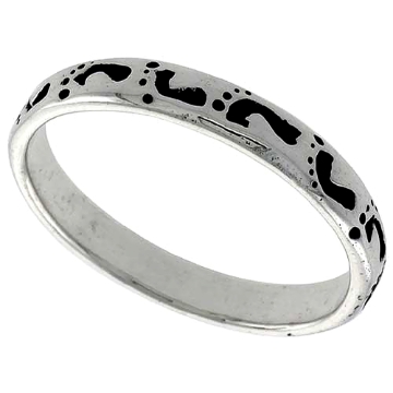 Picture of Sterling Silver Footprints In The Sand Stackable Ring for Women 1/8 inch sizes 6 - 10