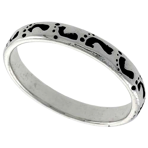 Picture of Sterling Silver Footprints In The Sand Stackable Ring for Women 1/8 inch sizes 6 - 10