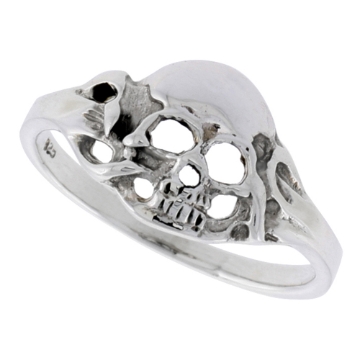 Picture of Sterling Silver Skull Ring for Women Dainty.5 inch wide sizes 6 - 10