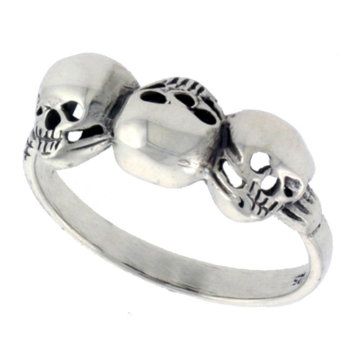 Picture of Sterling Silver Skulls Ring for Women Dainty 1/4 inch sizes 6 - 10
