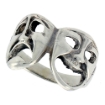 Picture of Sterling Silver Drama Masks Ring for Women Large 5/8 inch wide sizes 6 - 10