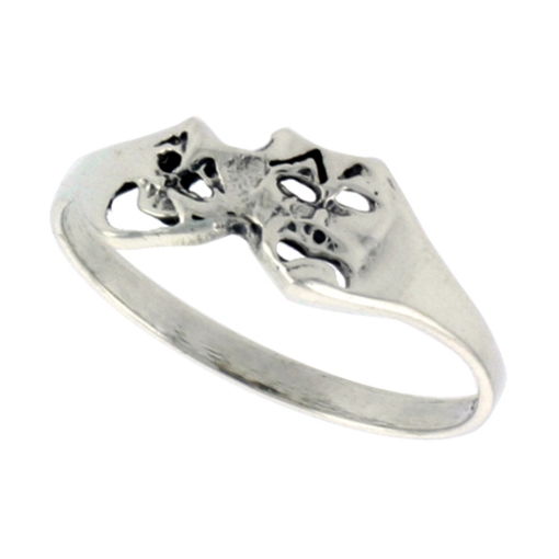 Picture of Sterling Silver Drama Masks Ring for Women Dainty 1/4 inch sizes 6 - 10