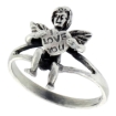 Picture of Sterling Silver I LOVE YOU Cherub Ring for Women 3/4 inch wide sizes 6 - 10