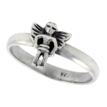 Picture of Sterling Silver Angel Ring for Women Dainty 3/8 inch wide sizes 6 - 10