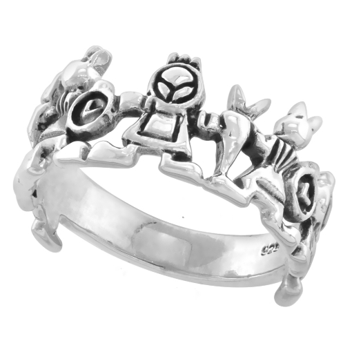 Picture of Sterling Silver Alice in Wonderland Ring for Women 3/8 inch wide sizes 6 - 10