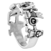Picture of Sterling Silver Alice in Wonderland Ring for Women 3/8 inch wide sizes 6 - 10