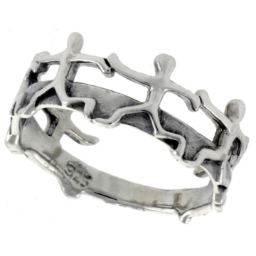 Picture of Sterling Silver People Holding Hands Ring for Women 3/8 inch wide sizes 6 - 10