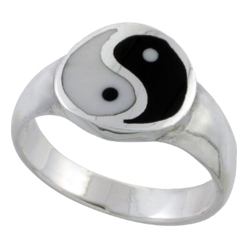 Picture of Sterling Silver Yin Yang Ring 7/16 inch wide sizes 6 - 10