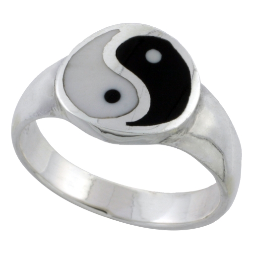 Picture of Sterling Silver Yin Yang Ring 7/16 inch wide sizes 6 - 10
