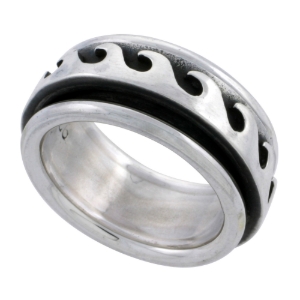 Picture of Sterling Silver Wave Spinner Ring 3/8 inch wide