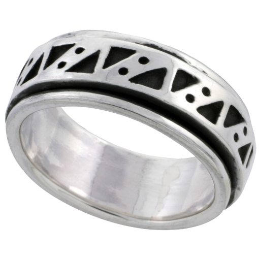 Picture of Sterling Silver Southwest Design Spinner Ring 5/16 inch wide