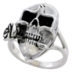 Picture of Sterling Silver Skull with Rose Poison Ring 1 inch sizes 6 - 10