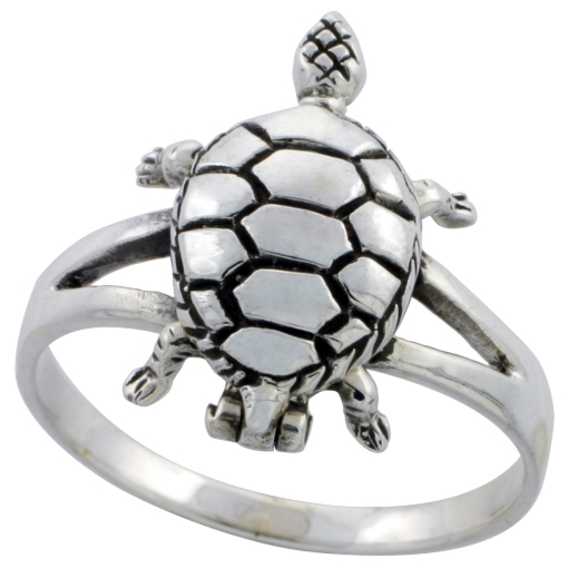 Picture of Sterling Silver Turtle Poison Ring 7/8 inch sizes 6 - 10