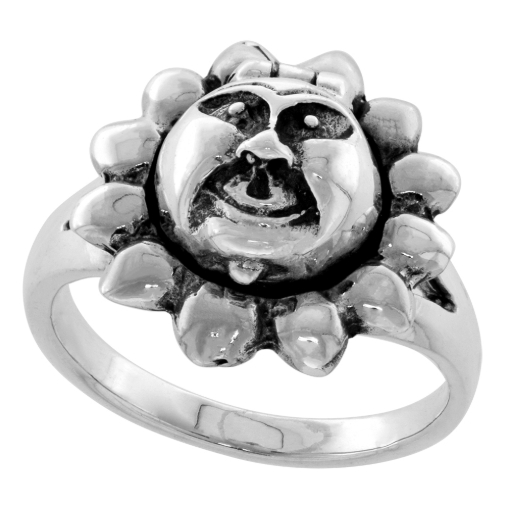 Picture of Sterling Silver Sun Poison Ring for Women 3/4 inch wide sizes 6 - 10