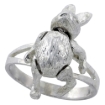 Picture of Sterling Silver Movable Rabbit Ring 1 inch sizes 5 - 10