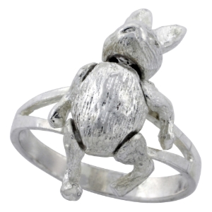 Picture of Sterling Silver Movable Rabbit Ring 1 inch sizes 5 - 10