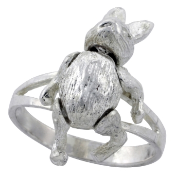 Picture of Sterling Silver Movable Rabbit Ring 1 inch sizes 5 - 10