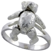Picture of Sterling Silver Movable Teddy Bear Ring 7/8 inch sizes 6 - 10