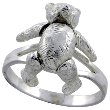Picture of Sterling Silver Movable Teddy Bear Ring 7/8 inch sizes 6 - 10