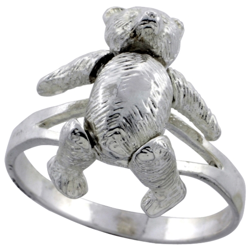 Picture of Sterling Silver Movable Teddy Bear Ring 7/8 inch sizes 6 - 10