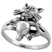 Picture of Sterling Silver Movable Cat Ring 3/4 inch sizes 6 - 10