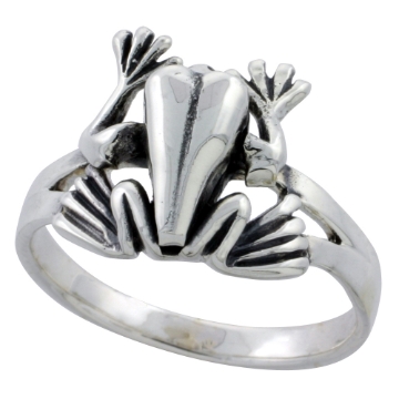 Picture of Sterling Silver Movable Frog Ring 1/2 inch wide sizes 6 - 10
