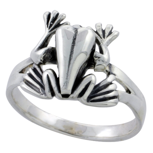 Picture of Sterling Silver Movable Frog Ring 1/2 inch wide sizes 6 - 10