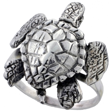 Picture of Sterling Silver Movable Turtle Ring 1 1/8 inch sizes 6 - 10