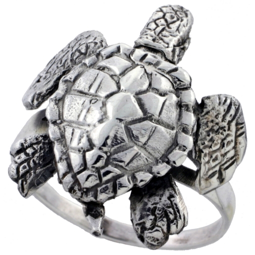 Picture of Sterling Silver Movable Turtle Ring 1 1/8 inch sizes 6 - 10