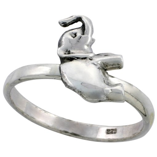 Picture of Sterling Silver Movable Elephant Ring 3/4 inch sizes 6 - 10