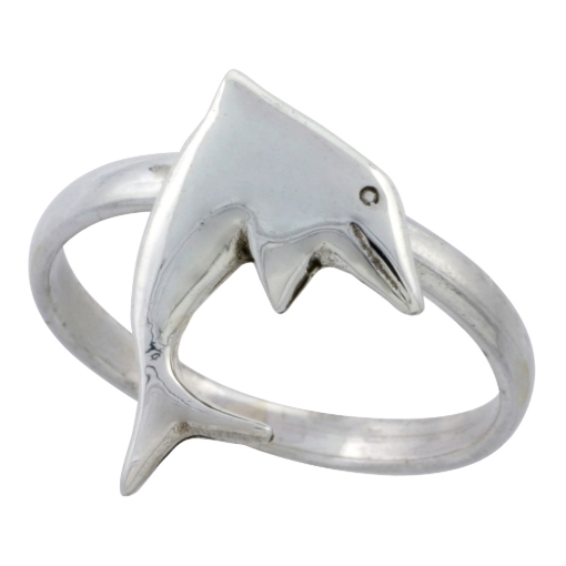 Picture of Sterling Silver Movable Dolphin Ring 3/4 inch sizes 6 - 10