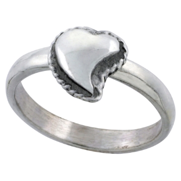 Picture of Sterling Silver Movable Heart Ring 1/2 inch wide sizes 6 - 10