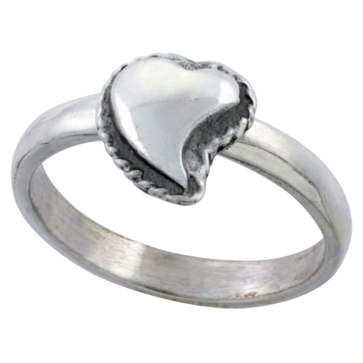 Picture of Sterling Silver Movable Heart Ring 1/2 inch wide sizes 6 - 10