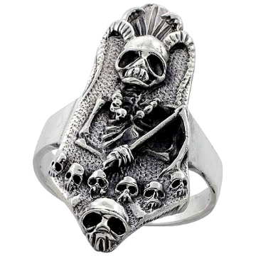 Picture of Sterling Silver Reaper with Horns Ring 1 3/8 inch wide sizes 6 to 15