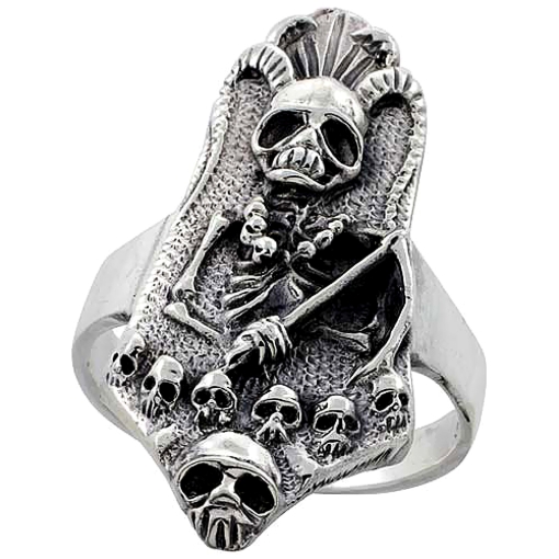 Picture of Sterling Silver Reaper with Horns Ring 1 3/8 inch wide sizes 6 to 15