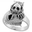 Picture of Sterling Silver Skull with Horns Ring 1 inch wide sizes 6 to 15