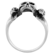 Picture of Sterling Silver Triple Skull Ring 5/8 inch wide sizes 6 to 15
