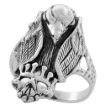 Picture of Sterling Silver Vulture with Crowned Skull Ring 1 1/4 inch wide sizes 6 to 15