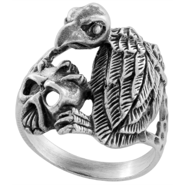 Picture of Sterling Silver Vulture with Skull Ring 1 inch wide sizes 6 to 15