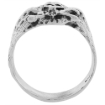 Picture of Sterling Silver Skull & Crossbones Ring 3/4 inch wide sizes 6 to 15