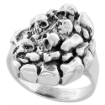 Picture of Sterling Silver Skull Yard Ring 7/8 inch wide sizes 6 to 15