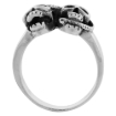 Picture of Sterling Silver Snake with 2 Skulls Ring 7/16 inch wide sizes 6 to 12