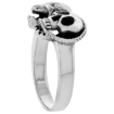 Picture of Sterling Silver Snake with 2 Skulls Ring 7/16 inch wide sizes 6 to 12