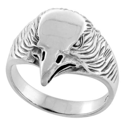 Picture of Sterling Silver Eagle Head Ring 3/4 inch wide sizes 6 to 15