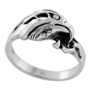 Picture of Sterling Silver Eagle Head Ring 3/8 inch wide sizes 6 to 15