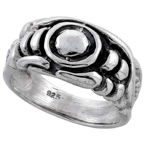 Picture of Sterling Silver Wing & Feather Ring 7/16 inch wide size sizes 6 - 15