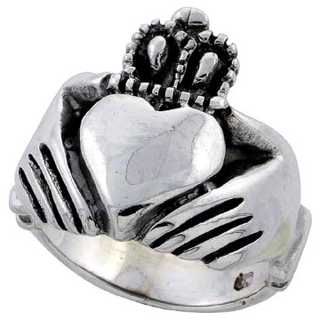 Picture of Sterling Silver Claddagh Ring Large 3/4 inch wide sizes 6 to 15